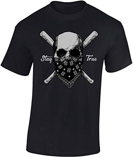 Camiseta: Stay True - Mantente Fiel - T-Shirt Hombre-s y Mujer-es - Regalo - Fútbol Ultra - Calavera Bateador Béisbol Baseball - Zombi-e - Artes Marciales Deporte de Combate MMA - Football (L)