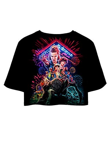 Camiseta Stranger Things Chica, Camiseta Stranger Things Cortas Mujer T-Shirt Manga Corta Niña Retro tee Impresión 3D T Shirt Regalo Camisa Verano Camisetas y Tops (G,XS)