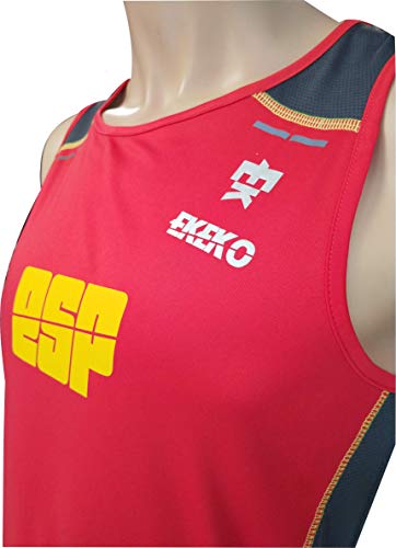 Camiseta Tecnica de Tirantes EKEKO BULLETMAN, Detalles Reflectantes, Paneles Laterales y Superior en Tejido microperforado. (XL, ROJA ESPAÑA) Camiseta Tecnica de Tirantes EKEKO BULLETMAN, Detalles Reflectantes, Paneles Laterales y Superior en Tejido microperforado. (XL, ROJA ESPAÑA)
