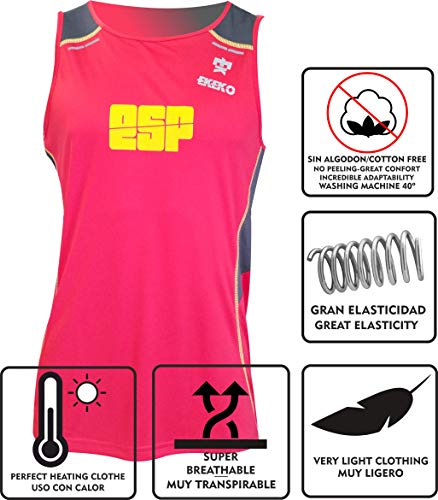 Camiseta Tecnica de Tirantes EKEKO BULLETMAN, Detalles Reflectantes, Paneles Laterales y Superior en Tejido microperforado. (XL, ROJA ESPAÑA) Camiseta Tecnica de Tirantes EKEKO BULLETMAN, Detalles Reflectantes, Paneles Laterales y Superior en Tejido microperforado. (XL, ROJA ESPAÑA)