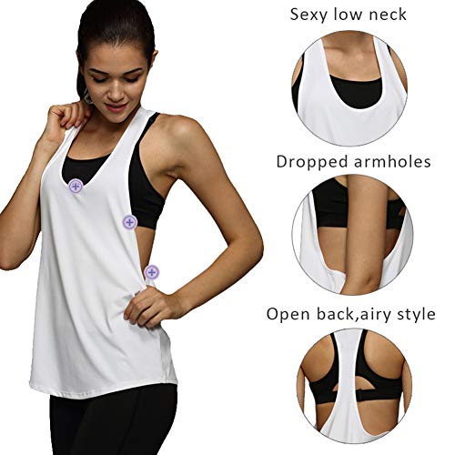 Camiseta Tirantes sin Mangas de Deporte para Mujer Verano, Tank Top Clásico Chaleco para Fitness Gimnasio Yoga Colores Opcionales Camiseta de Pijama Dormir (M, Blanco)