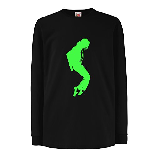 Camisetas de Manga Larga para Niño Me Encanta MJ - Ropa de Club de Fans, Ropa de Concierto (7-8 Years Negro Verde)