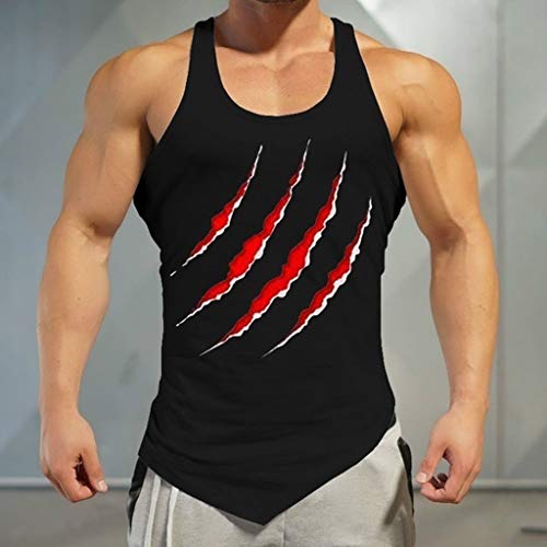 Camisetas De Tirantes de Hombre Moda Estampado Fitness Entrenamiento Correr Running Gym Deporte Chaleco de Verano Personalizadas Dobladillo Irregular MMUJERY