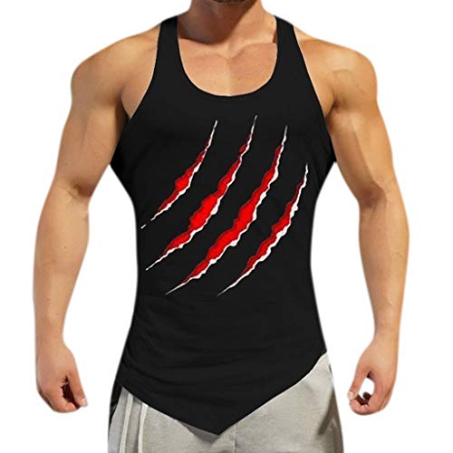 Camisetas De Tirantes de Hombre Moda Estampado Fitness Entrenamiento Correr Running Gym Deporte Chaleco de Verano Personalizadas Dobladillo Irregular MMUJERY