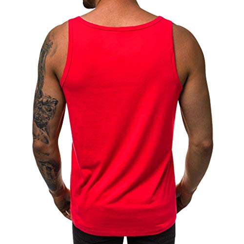 Camisetas de Tirantes Hombre,Verano Moda Hombre Diario Casual Deporte Gym Camiseta sin Mangas Original Impresión Chandal Hombre Top Chaleco T-Shirt Camisas Camiseta básica Camiseta tee vpass