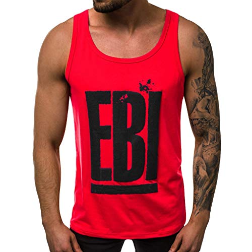 Camisetas de Tirantes Hombre,Verano Moda Hombre Diario Casual Deporte Gym Camiseta sin Mangas Original Impresión Chandal Hombre Top Chaleco T-Shirt Camisas Camiseta básica Camiseta tee vpass