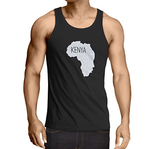 Camisetas de Tirantes para Hombre Salvar Kenia - Camisa política, Refranes de la Paz (Large Negro Fluorescente)