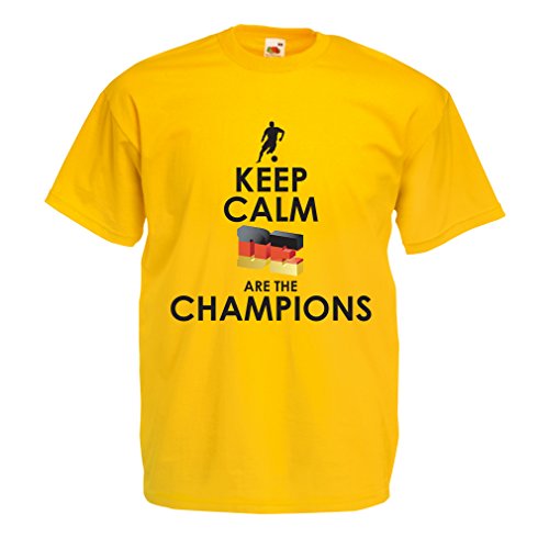 Camisetas Hombre Los alemanes Son los campeones - Campeonato de Rusia 2018, Copa Mundial de fútbol, Equipo de la Camiseta del Ventilador de Alemania (X-Large Amarillo Multicolor)