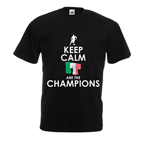 Camisetas Hombre Los Italianos Son los campeones, el Campeonato de Rusia 2018, la Copa del Mundo de fútbol, el Equipo de Aficionados de Italia (XXX-Large Negro Multicolor)