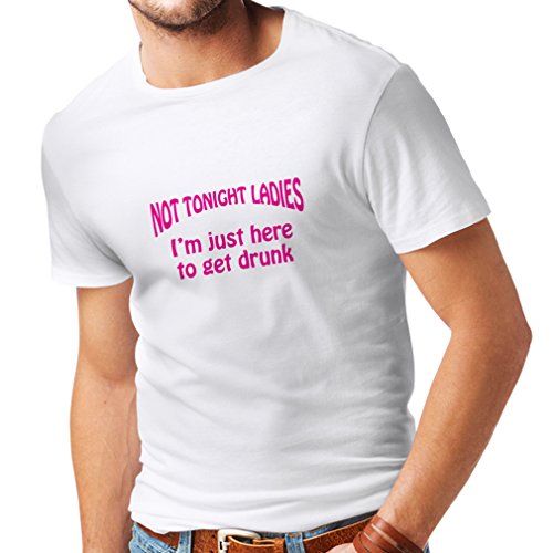 Camisetas Hombre Nada Esta Noche Señoras Estoy aquí para emborracharme - Citas sarcásticas en la Barra, Refranes de Humor en el Pub, Ropa de Fiesta (X-Large Blanco Magenta)