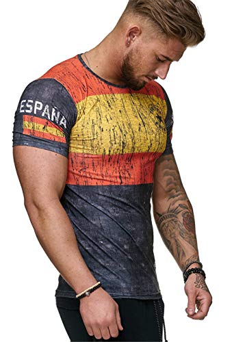 Camisetas Manga Corta Hombre Bandera de España Impresión Camiseta Verano Casual Suelto Camisas tee Shirt Moda O-Cuello Blusa Deportiva Tops