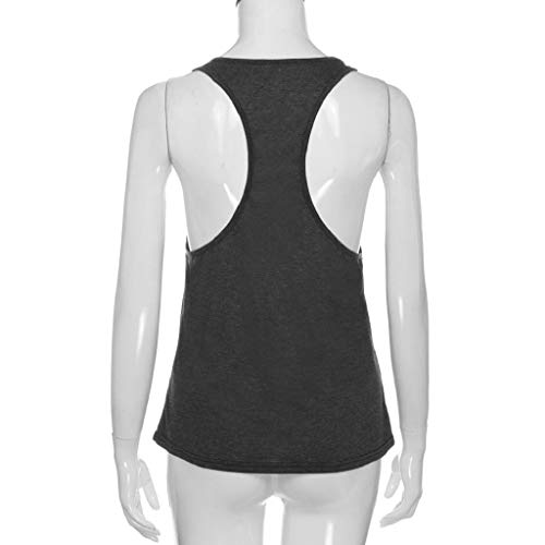 Camisetas sin Mangas Mujer,SHOBDW Playa De Verano Sexy Suelto Talla Grande Cuello Redondo Gimnasio Deporte Entrenamiento FíSico Entrenamiento Blusa para Correr para Mujer(Gris Oscuro,M)