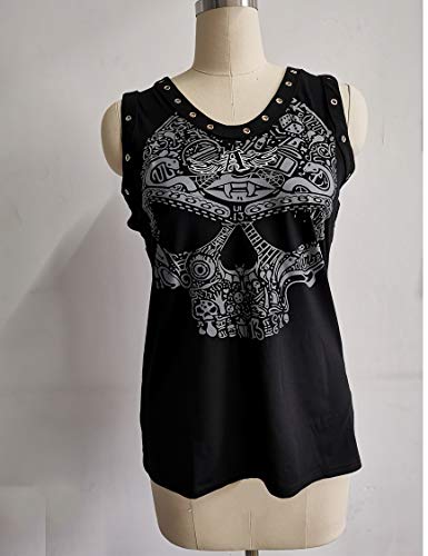 Camisetas Sin Mangas Punk Rock para Mujer Camisetas De Verano Talla Grande Cráneo S Camisetas Sin Mangas Punk Rock para Mujer Camisetas De Verano Talla Grande Cráneo S
