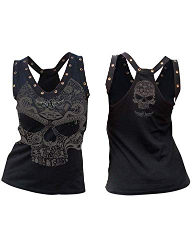 Camisetas Sin Mangas Punk Rock para Mujer Camisetas De Verano Talla Grande Cráneo S