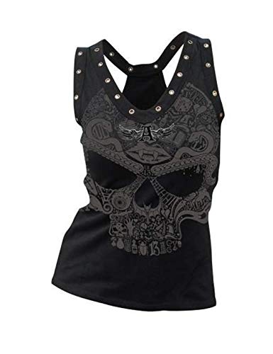 Camisetas Sin Mangas Punk Rock para Mujer Camisetas De Verano Talla Grande Cráneo S