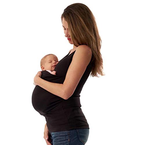 Camisetas Tirantes Premamá Camisetas Canguro Mujer Ropa Embarazadas Verano Camiseta Lactancia Chaleco Sin Mangas con Cuello Camisola Portabebé(Negro,S) Camisetas Tirantes Premamá Camisetas Canguro Mujer Ropa Embarazadas Verano Camiseta Lactancia Chaleco Sin Mangas con Cuello Camisola Portabebé(Negro,S)
