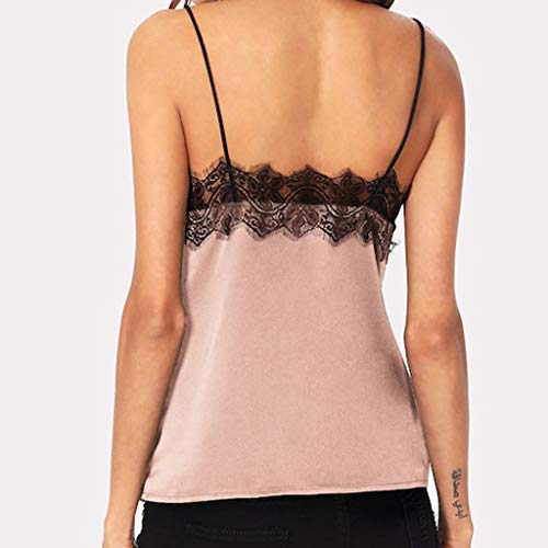 Camisola Mujer Seda Satín Color sólido Chaleco de Tiras Sin Mangas Blusa Camisetas Casuales Camisola Mujer Seda Satín Color sólido Chaleco de Tiras Sin Mangas Blusa Camisetas Casuales