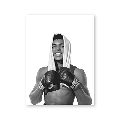 Campeón de boxeo blanco y negro foto lienzo póster boxeo deporte cita inspiradora arte pintura impresión cuadro de pared decoración del hogar-40x60x2Pcscm sin marco