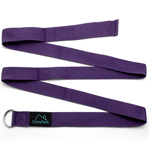 CampTeck U6822 Cinta Yoga Anillo D Poliéster Ajustable Yoga Strap de Estiramiento para Posturas, Flexibilidad, Alineación, Resistencia para Pilates, Yoga, Fitness y Ejercicio - 183cm