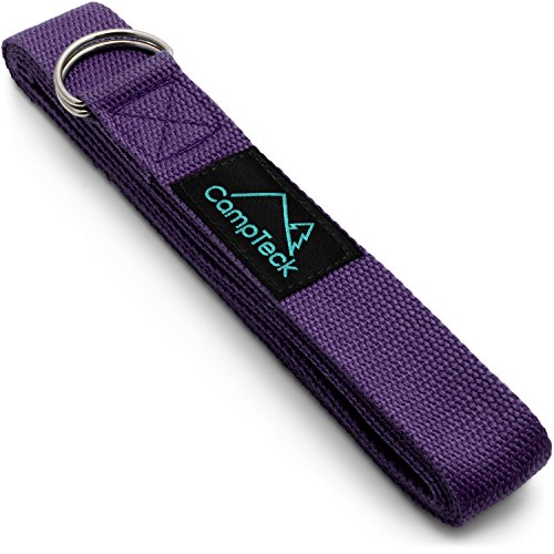 CampTeck U6822 Cinta Yoga Anillo D Poliéster Ajustable Yoga Strap de Estiramiento para Posturas, Flexibilidad, Alineación, Resistencia para Pilates, Yoga, Fitness y Ejercicio - 183cm