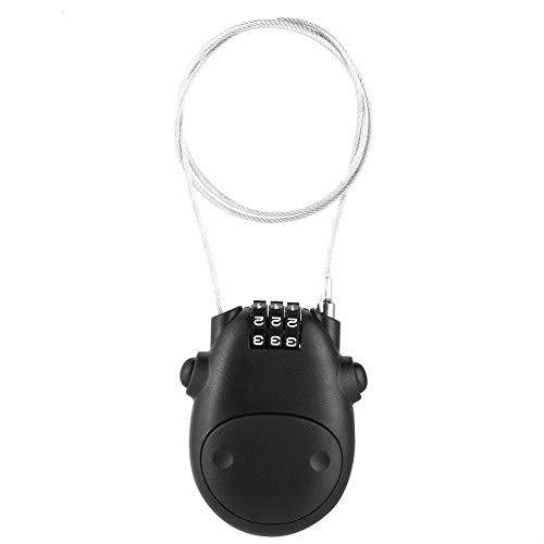 Candado con candado de combinación Candado con código numérico de 3 dígitos, cable extensible de 80 cm, forma de vaquilla, cerradura de seguridad personalizada para maleta, silla de paseo(Negro) Candado con candado de combinación Candado con código numérico de 3 dígitos, cable extensible de 80 cm, forma de vaquilla, cerradura de seguridad personalizada para maleta, silla de paseo(Negro)