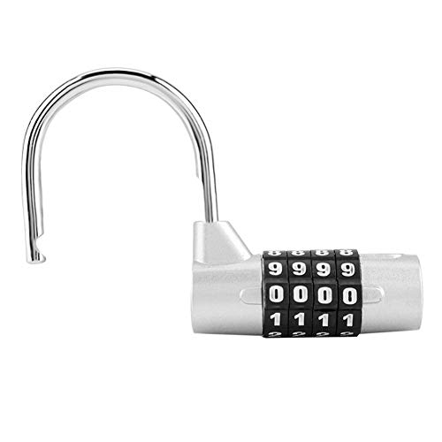 Candado de combinación, Cerradura de seguridad con código de 4 dígitos para el armario, gimnasio, escuela, empleado, maleta de viaje(Silver)