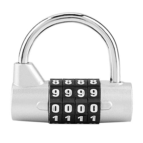 Candado de combinación, Cerradura de seguridad con código de 4 dígitos para el armario, gimnasio, escuela, empleado, maleta de viaje(Silver)