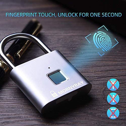 Candado Huella Dactilar Seguridad, Cerradura Electronica Sin Llave Inteligente IP65 Candado Recargable USB Antirrobo Prueba de Agua para Armario Escolar, Gimnasio, Puerta, Gabinete, Maleta (Plata) Candado Huella Dactilar Seguridad, Cerradura Electronica Sin Llave Inteligente IP65 Candado Recargable USB Antirrobo Prueba de Agua para Armario Escolar, Gimnasio, Puerta, Gabinete, Maleta (Plata)