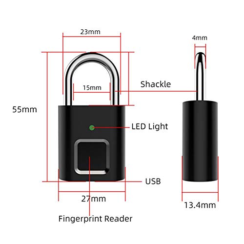 Candado inteligente de huellas dactilares, candado electrónico, antirrobo, sin llave, cerradura digital portátil, seguridad digital, para taquilla, gimnasio, puerta, equipaje, maleta, bolsos