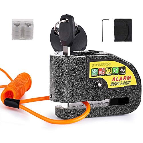 Candado Moto, BUDDYGO Candado Cerradura 7mm con Alarma 110DB Antirrobo, 1.5m Cable Recordatorio, Candado Bolsa, 3 Llaves y Batería Repuesto, Candado de Disco para Motos Motocicletas, Bicicletas Candado Moto, BUDDYGO Candado Cerradura 7mm con Alarma 110DB Antirrobo, 1.5m Cable Recordatorio, Candado Bolsa, 3 Llaves y Batería Repuesto, Candado de Disco para Motos Motocicletas, Bicicletas