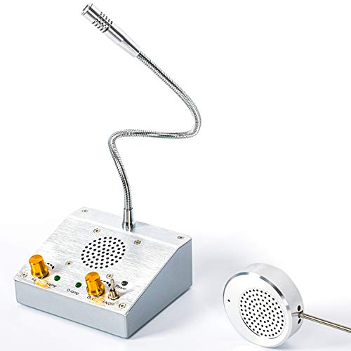 Candeer Intercomunicador Ventanilla Sistema de Intercomunicación Ventana Dual Walkie Talkie Micrófono de Base Micrófono Remoto (Plata)