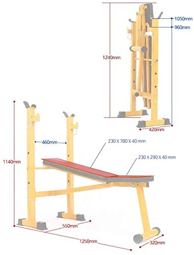 Candtong Gimnasia Ajustable Press de banca Cama Plegable Mesa de Pesas multifunción Press de banca Plegable en Cuclillas Bastidor casero de la Aptitud Banco de Equipos de Prensa