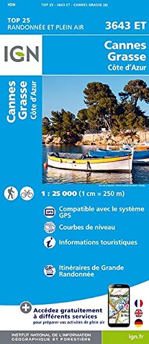 Cannes / Grasse / Côte d`Azur 1 : 25 000: 3643/ET (Top 25 & série bleue - Carte de randonnée)