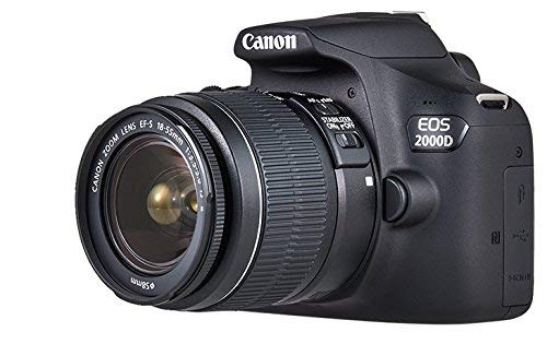 Canon EOS 2000D - Cámara réflex de 24.1 MP (CMOS, Escena inteligente automática, 9 puntos AF, filtros creativos, EOS Movie, Full HD LCD 3", WiFi/NFC) negro - Kit con objetivo EF-S 18-55mm IS II Canon EOS 2000D - Cámara réflex de 24.1 MP (CMOS, Escena inteligente automática, 9 puntos AF, filtros creativos, EOS Movie, Full HD LCD 3", WiFi/NFC) negro - Kit con objetivo EF-S 18-55mm IS II