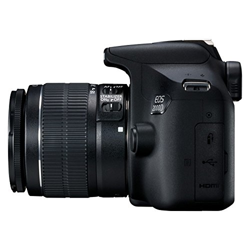 Canon EOS 2000D - Cámara réflex de 24.1 MP (CMOS, Escena inteligente automática, 9 puntos AF, filtros creativos, EOS Movie, Full HD LCD 3", WiFi/NFC) negro - Kit con objetivo EF-S 18-55mm IS II Canon EOS 2000D - Cámara réflex de 24.1 MP (CMOS, Escena inteligente automática, 9 puntos AF, filtros creativos, EOS Movie, Full HD LCD 3", WiFi/NFC) negro - Kit con objetivo EF-S 18-55mm IS II