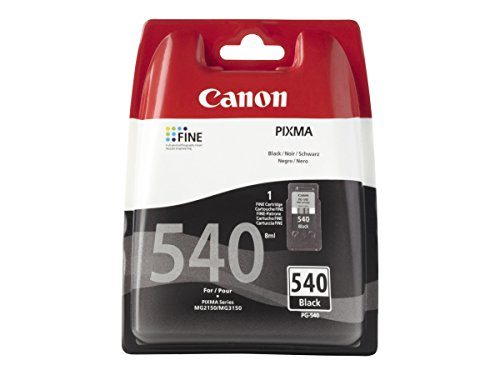 Canon PG-540 Cartucho de tinta original Negro para Impresora de Inyeccion de tinta Pixma TS5150-TS5151-MX375-MX395-MX435-MX455-MX475-MX515-MX525-MX535-MG2150-MG2250-MG3150-MG3250-MG3550-MG3650-MG4150