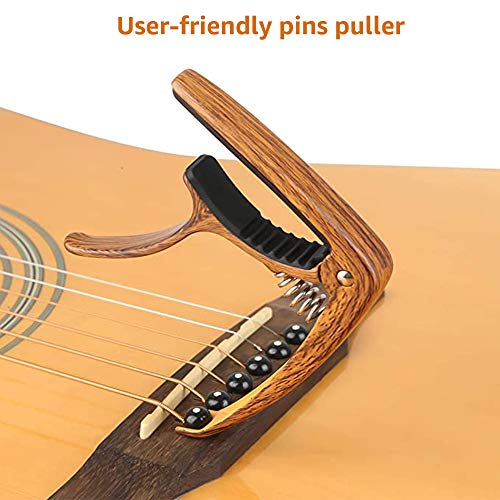 Cantus guitarra cejilla aleación de zinc color de madera con Pin Extractor