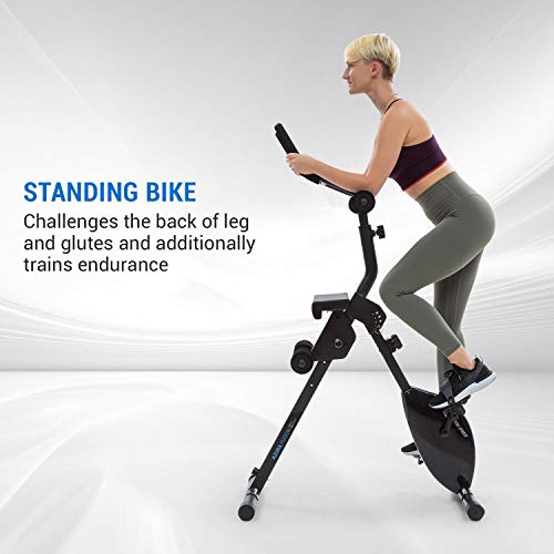 Capital Sports Azura Fusion - Bike Fitness con resistencia magnética, bicicleta estática 3 en 1, bici de cardio/standing, entrenador AB, transmisión por correa, sistema SilentBelt, soporte, negro