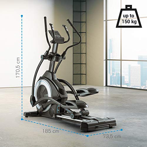 Capital Sports Helix Star UP Bicicleta elíptica Orbital, Apoyo con la aplicación Kinomap, Bluetooth, InclinePro: inclinación a 3 Niveles, Volante de inercia de 25kg, Resistencia de 32 Niveles, Negro