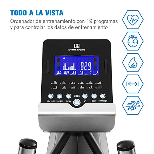 CAPITAL SPORTS Helix Stride - Bicicleta elíptica, 6 en 1: escalera /escalada /bicicleta /carrera /marcha /elíptica, Entrenamiento en casa, MagResist: resistencia mágnética, 32 niveles, Antracita