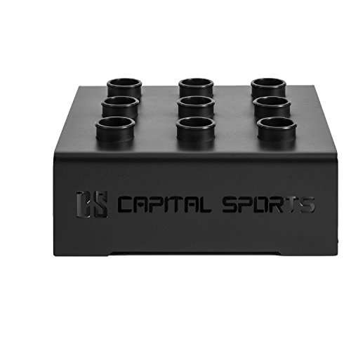 Capital Sports Mountar Soporte de Barras Bar Holder Negro Acero (Almacenaje de Barras de Peso, Capacidad 9X bara olímpica 50mm diámetro, Posible sujeción al Suelo, 27kg Peso) Capital Sports Mountar Soporte de Barras Bar Holder Negro Acero (Almacenaje de Barras de Peso, Capacidad 9X bara olímpica 50mm diámetro, Posible sujeción al Suelo, 27kg Peso)