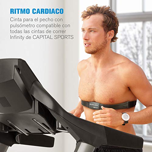 Capital Sports Pulse 5.5 Cinturón Cardiovascular - Conexión inalámbrica, Compatible con Las Cintas de Correr Infinity, Correa Textil, Tamaño Ajustable, Cierre rápido, Transpirable, Grado IPX7, Negro