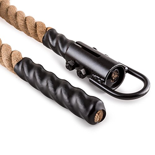CapitalSports Capital Sports Power Rope H4 Cuerda de Batalla con Gancho (4m 3,8cm, Cuerda cáñamo, Entrenamiento Funcional Fitness)