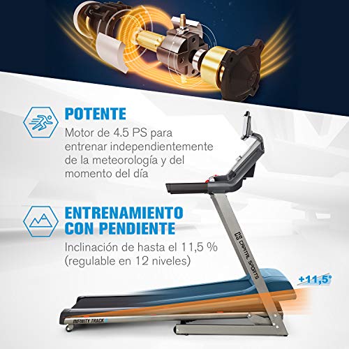 CapitalSports Infinity Track 2.0 - Cinta de Correr, Potencia de 5 HP, Interfaz Bluetooth, Aplicación Kinomap, Pantalla LCD, Gris CapitalSports Infinity Track 2.0 - Cinta de Correr, Potencia de 5 HP, Interfaz Bluetooth, Aplicación Kinomap, Pantalla LCD, Gris