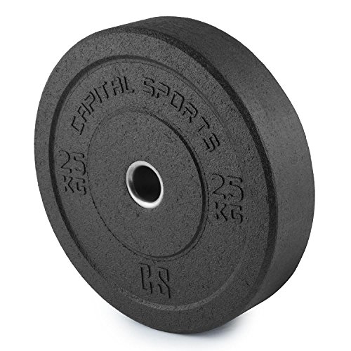 CapitalSports Renit Hi Temp Discos de Peso 50,4mm Nucleo de Aluminio Goma 2x25kg (Pareja Discos de Pesas Caucho para Barra Larga o Barra olímpica, Ideal lanzamientos sin dañar el Suelo, Resistente)