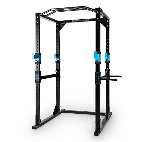 CapitalSports Tremendour - Power Rack, Jaula de musculación, Gimnasio en casa, Cable de tracción, Pesos, Agarre múltiple, dominadas, Flexiones, Brazos, piernas, Press banca, Azul