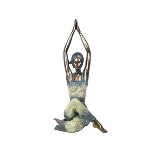 CAPRILO. Figura Decorativa de Resina Mujer Practicando Yoga. Adornos y Esculturas. Decoración Hogar. Regalos Originales. 40 x 22 x 16.5 cm.