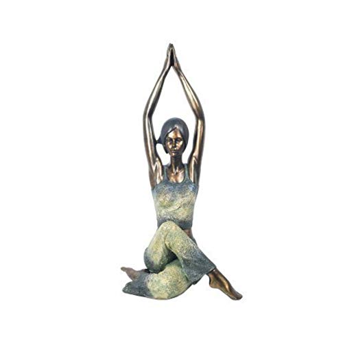 CAPRILO. Figura Decorativa de Resina Mujer Practicando Yoga. Adornos y Esculturas. Decoración Hogar. Regalos Originales. 40 x 22 x 16.5 cm.