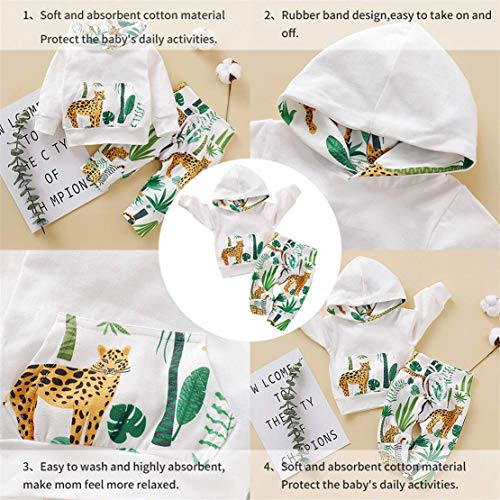 Capucha para Bebé Niñas Rayas Florales Conjunto de 2 Piezas Sudaderas con Bolsillo Superior + Pantalones Largos (0-3 Meses, Blanco) Capucha para Bebé Niñas Rayas Florales Conjunto de 2 Piezas Sudaderas con Bolsillo Superior + Pantalones Largos (0-3 Meses, Blanco)