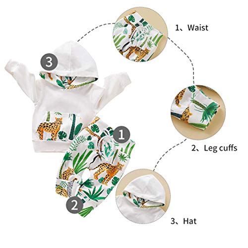 Capucha para Bebé Niñas Rayas Florales Conjunto de 2 Piezas Sudaderas con Bolsillo Superior + Pantalones Largos (0-3 Meses, Blanco) Capucha para Bebé Niñas Rayas Florales Conjunto de 2 Piezas Sudaderas con Bolsillo Superior + Pantalones Largos (0-3 Meses, Blanco)